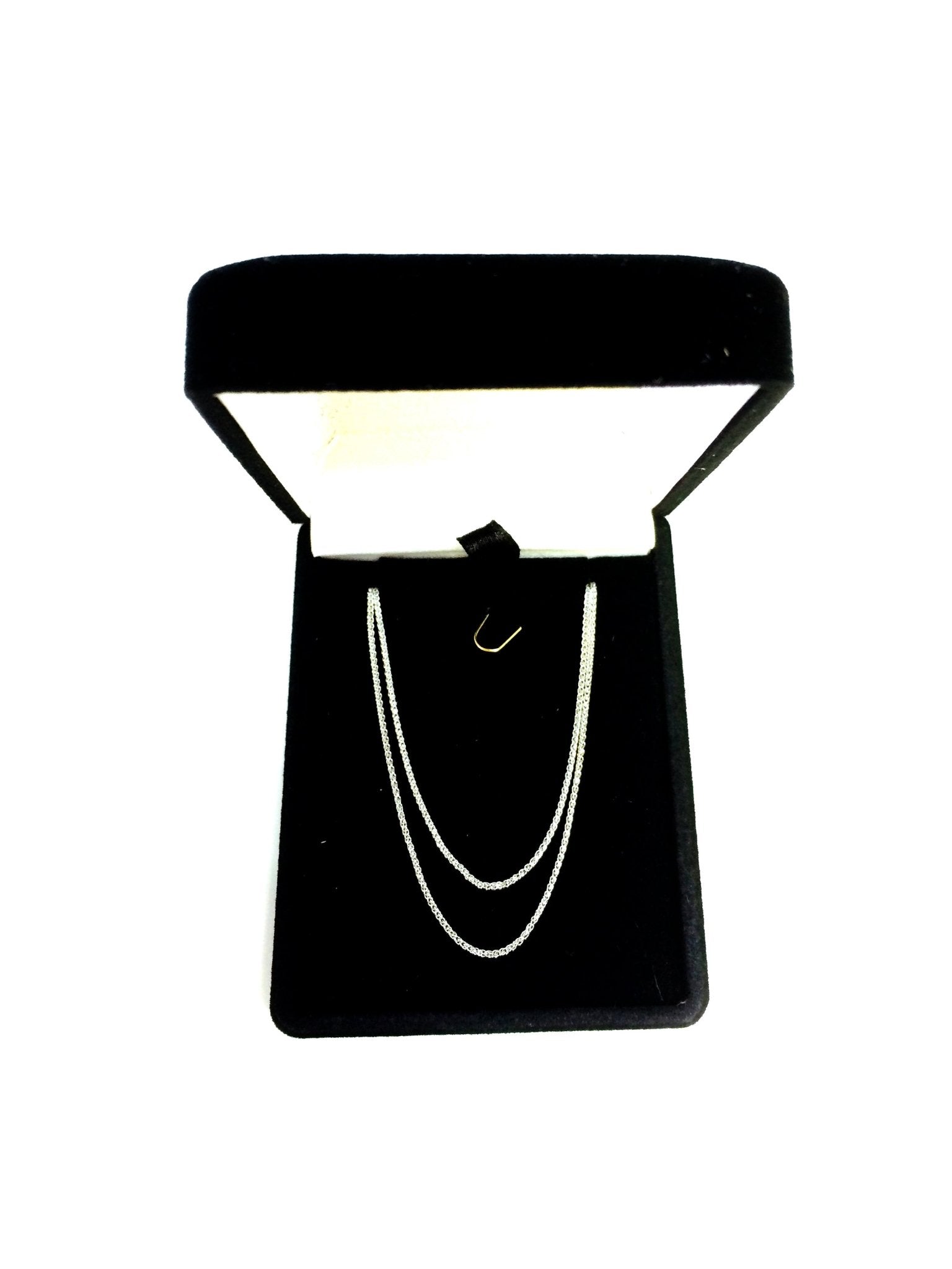 14k White Gold Round Diamond Cut Wheat Chain Necklace, 1.0mm - JewelryAffairs