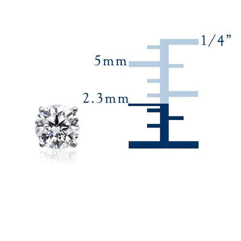14k White Gold Round Diamond Stud Earrings (0.10 cttw H-I Color, VS2 Clarity)