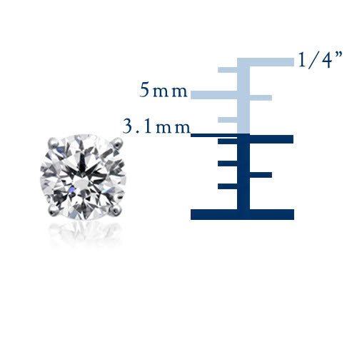 14k White Gold Round Diamond Stud Earrings (0.25 cttw E - F Color, SI2 Clarity) - JewelryAffairs