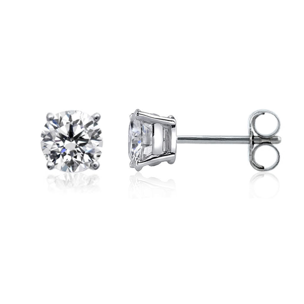 14k White Gold Round Diamond Stud Earrings (0.25 cttw E - F Color, SI2 Clarity) - JewelryAffairs