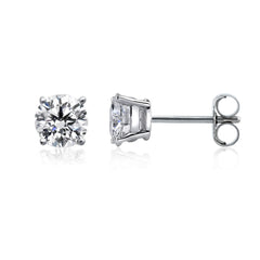14k White Gold Round Diamond Stud Earrings (0.31 cttw E - F Color, SI2 Clarity) - JewelryAffairs