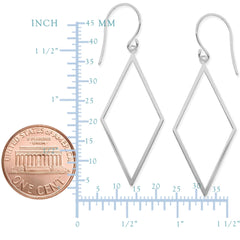 14K White Gold Shiny Drop Triangle Earrings