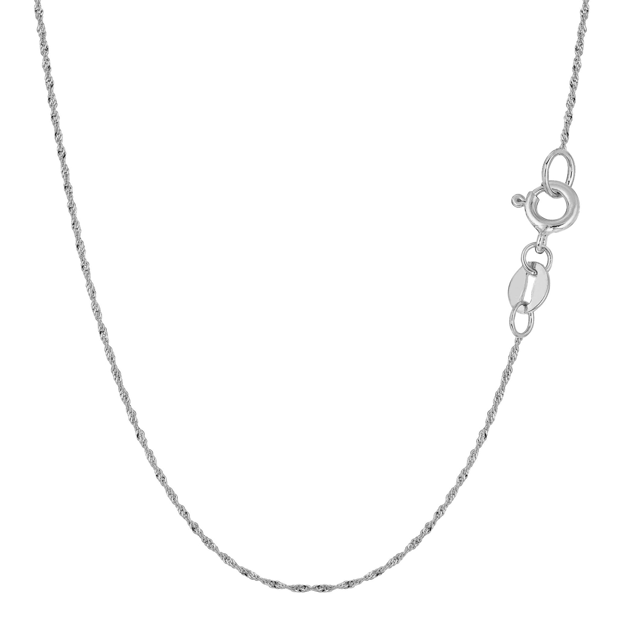 14k White Gold Singapore Chain Necklace, 0.8mm - JewelryAffairs
