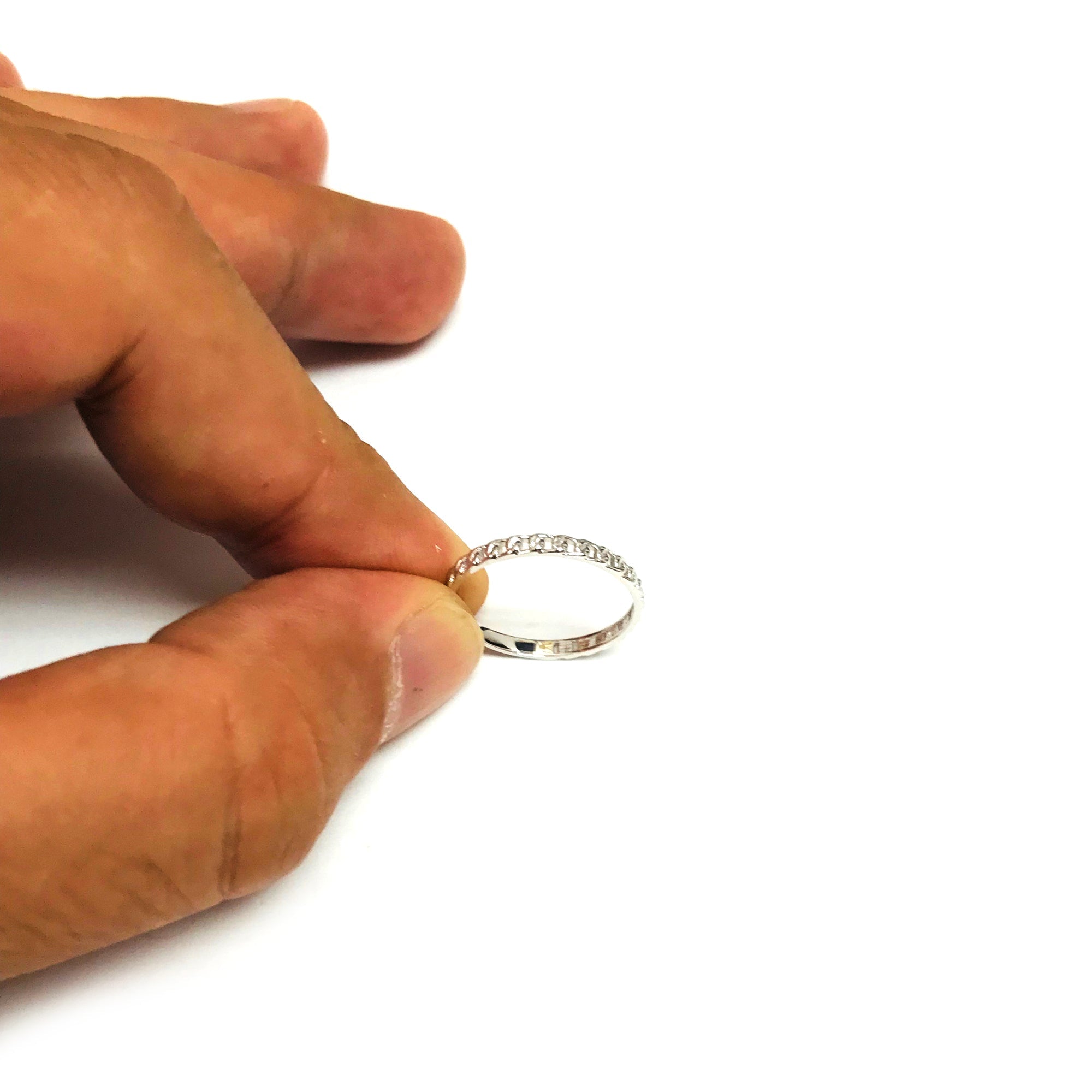 14k White Gold Twisted Cable Womens Ring, Size 7 - JewelryAffairs
