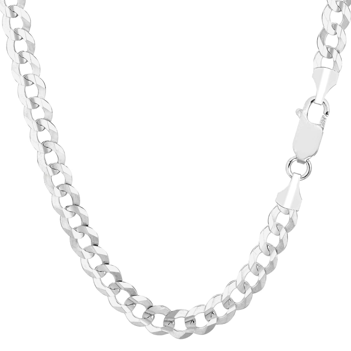 14k White Solid Comfort Curb Chain Bracelet, 5.7mm, 8.5" - JewelryAffairs