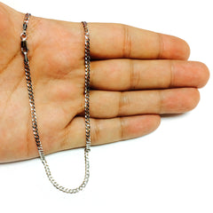 14k White Solid Gold Comfort Curb Chain Bracelet, 2.7mm, 10" - JewelryAffairs