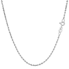 14k White Solid Gold Diamond Cut Rope Chain Necklace, 1.25mm - JewelryAffairs