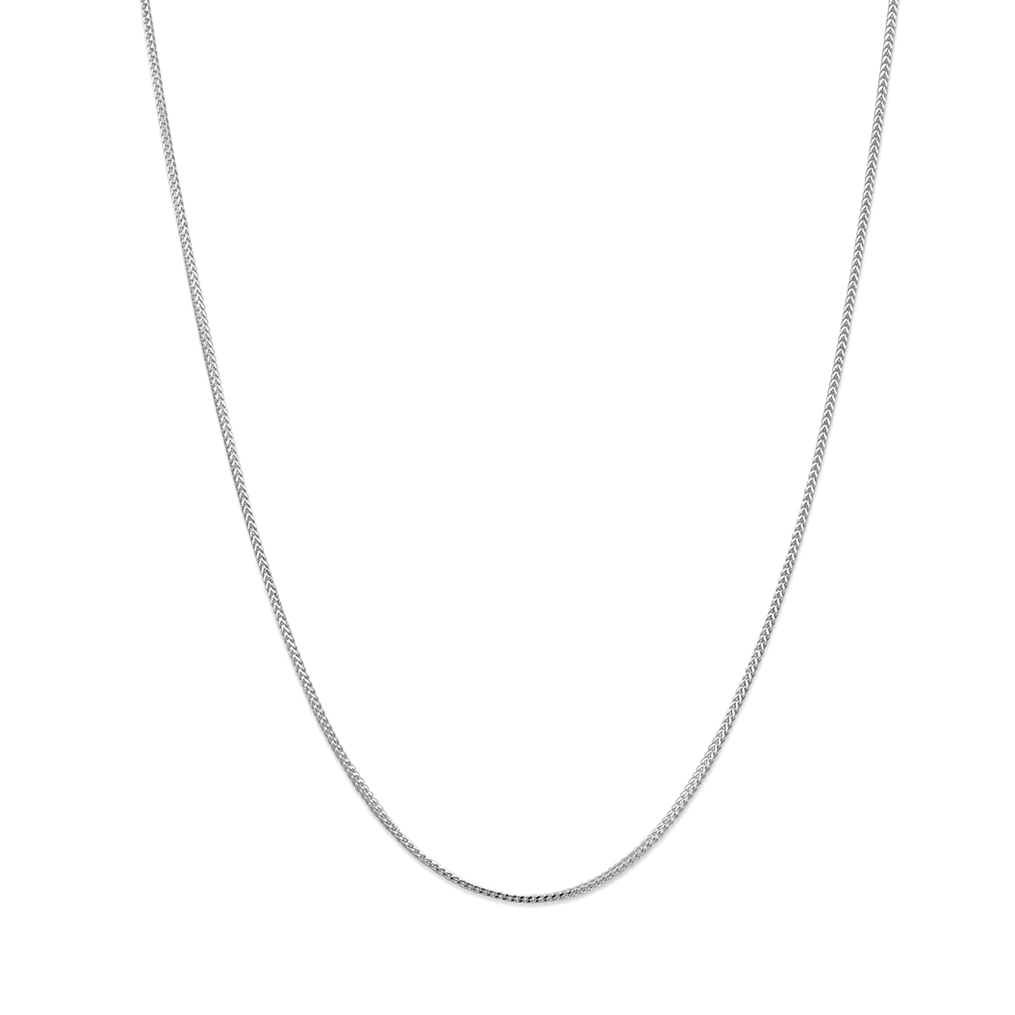 14k White Solid Gold Franco Chain Necklace, 0.9mm - JewelryAffairs