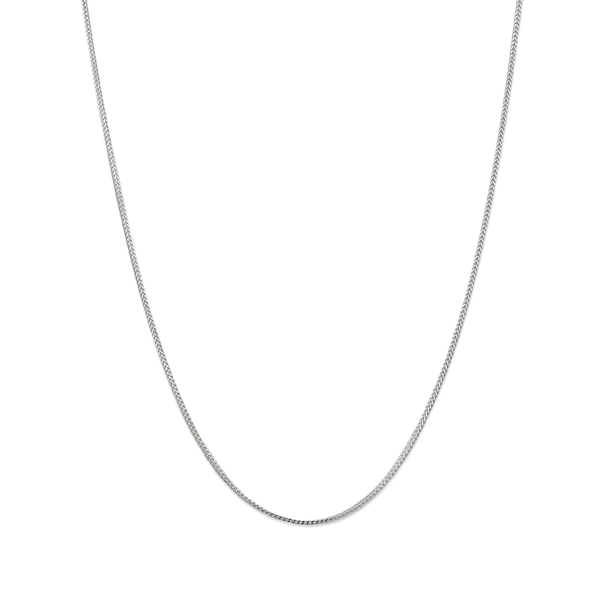 14k White Solid Gold Franco Chain Necklace, 1.2mm - JewelryAffairs