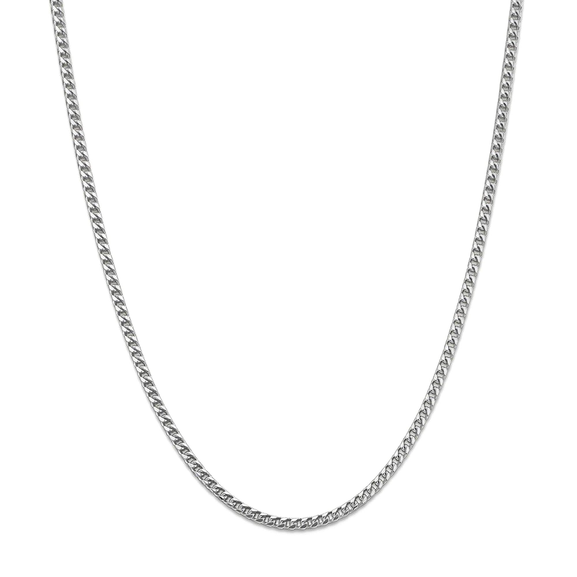 14k White Solid Gold Franco Chain Necklace, 1.8mm - JewelryAffairs