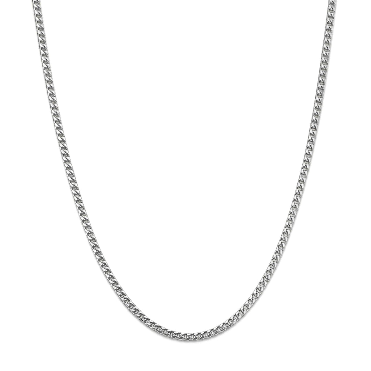 14k White Solid Gold Franco Chain Necklace, 1.8mm - JewelryAffairs