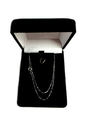 14k White Solid Gold Mirror Box Chain Necklace, 0.45mm - JewelryAffairs