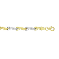 14k Yellow And White Gold Finish Wave Patterned Bracelet, 7,25" - JewelryAffairs