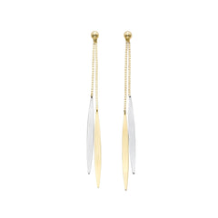 14K Yellow And White Gold Hanging Tear Drop Earrings
