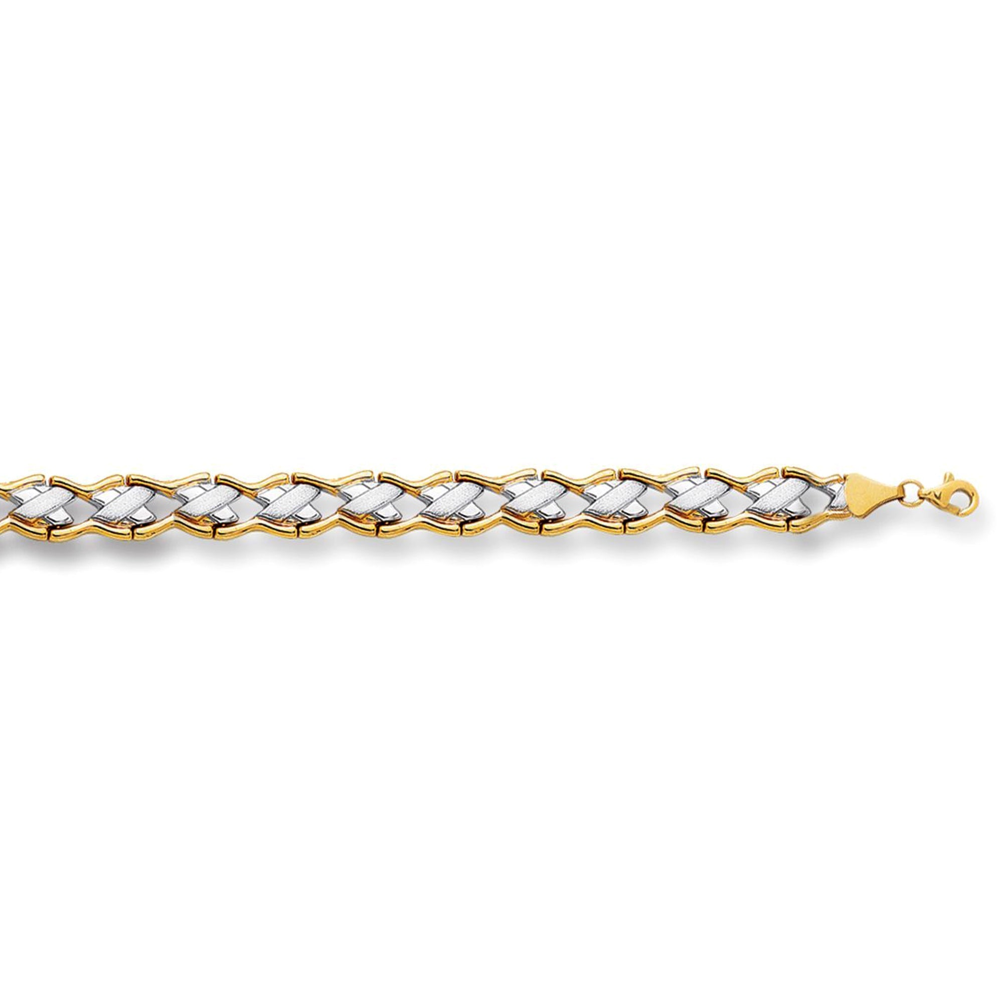 14k Yellow And White Gold Hugs And Kisses Link Bracelet, 7,25"