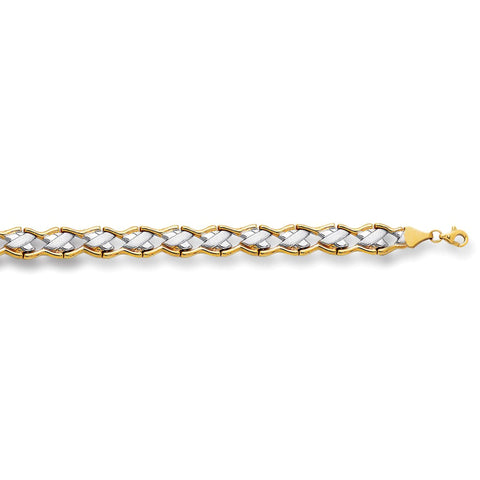 14k Yellow And White Gold Hugs And Kisses Link Bracelet, 7,25"
