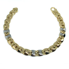 14k Yellow And White Gold Mariner Link Mens Bracelet, 8.5" - JewelryAffairs