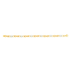 14k Yellow And White Gold Oval And Infinity Links Bracelet, 7,5" - JewelryAffairs
