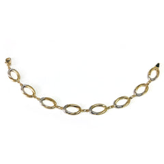 14k Yellow And White Gold Oval Links Bracelet, 7,5" - JewelryAffairs
