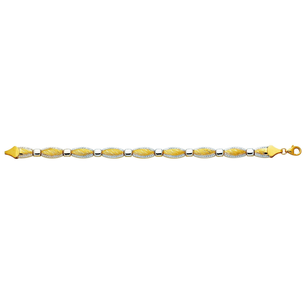 14k Yellow And White Gold Pear Shape Links Bracelet, 7,25" - JewelryAffairs