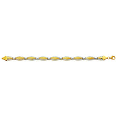14k Yellow And White Gold Pear Shape Links Bracelet, 7,25" - JewelryAffairs