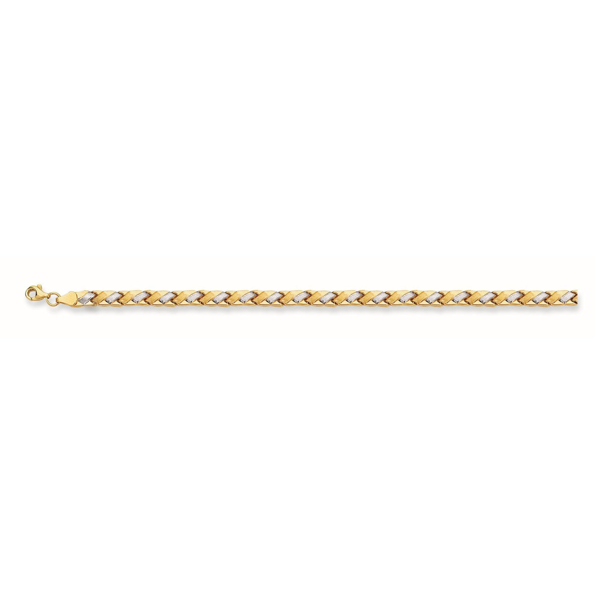 14k Yellow And White Gold Weaved Links Bracelet, 7,25" - JewelryAffairs