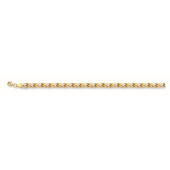 14k Yellow And White Gold Weaved Links Bracelet, 7,25" - JewelryAffairs