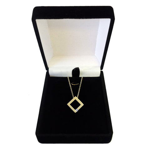 14k Yellow Gold 0.03Ct Diamond Open Circle Necklace - 18 Inch