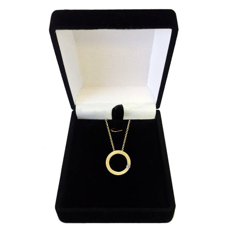 14k Yellow Gold 0.03Ct Diamond Open Square Necklace - 18 Inch