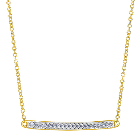 14k Yellow Gold 0.12Ct Diamond Bar Necklace - 18 Inch