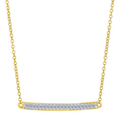14k Yellow Gold 0.12Ct Diamond Bar Necklace - 18 Inch