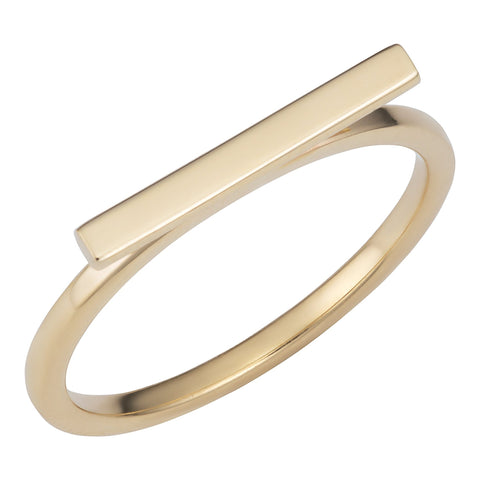 14k Yellow Gold 2mm Horizontal Bar Ring