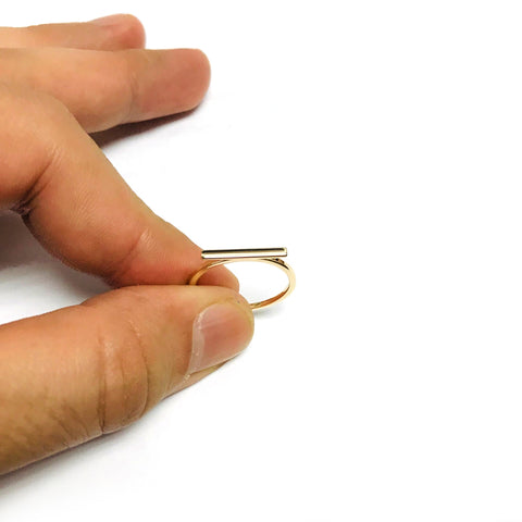 14k Yellow Gold 2mm Horizontal Bar Ring