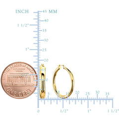 14K Yellow Gold 3MM Shiny Round Tube Hoop Earrings