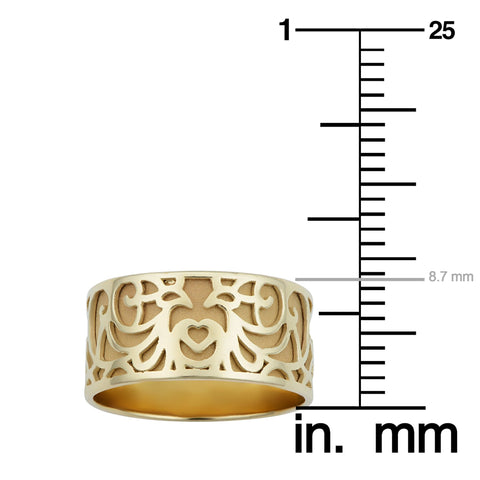 14k Yellow Gold 8.8mm Filigree Band Ring