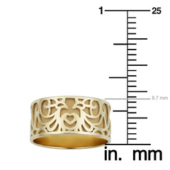 14k Yellow Gold 8.8mm Filigree Band Ring - JewelryAffairs