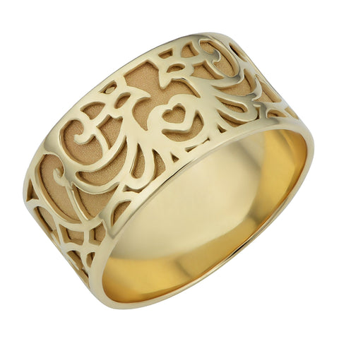 14k Yellow Gold 8.8mm Filigree Band Ring