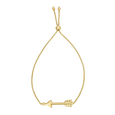 14k Yellow Gold Adjustable Arrow Charm Bolo Bracelet, 9.25"