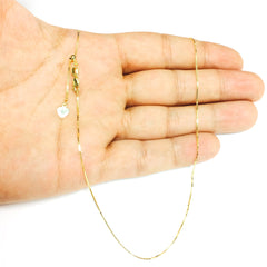 14k Yellow Gold Adjustable Box Chain Necklace, 0.7mm, 22" - JewelryAffairs