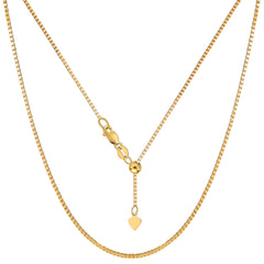 14k Yellow Gold Adjustable Box Chain Necklace, 1.15mm, 22" - JewelryAffairs