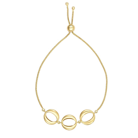 14k Yellow Gold Adjustable Circle Charms Bolo Bracelet, 9.25"