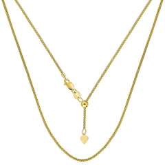 14k Yellow Gold Adjustable Popcorn Link Chain Necklace, 1.3mm, 22" - JewelryAffairs