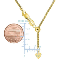 14k Yellow Gold Adjustable Popcorn Link Chain Necklace, 1.3mm, 22" - JewelryAffairs