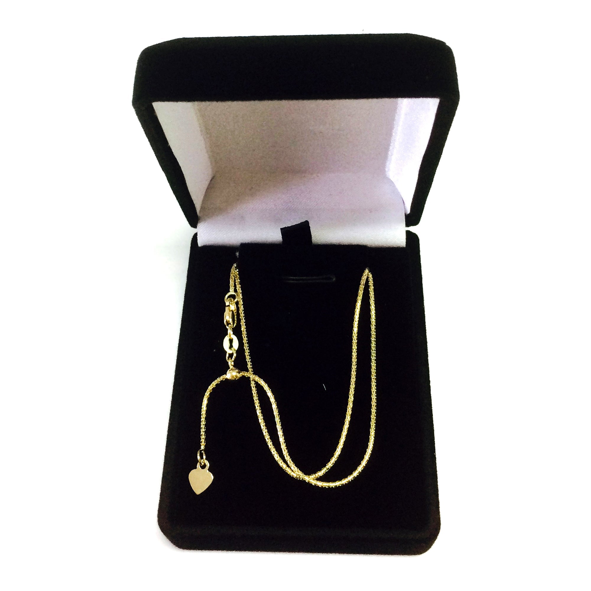 14k Yellow Gold Adjustable Popcorn Link Chain Necklace, 1.3mm, 22" - JewelryAffairs