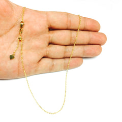 14k Yellow Gold Adjustable Singapore Link Chain Necklace, 1.15mm, 22"