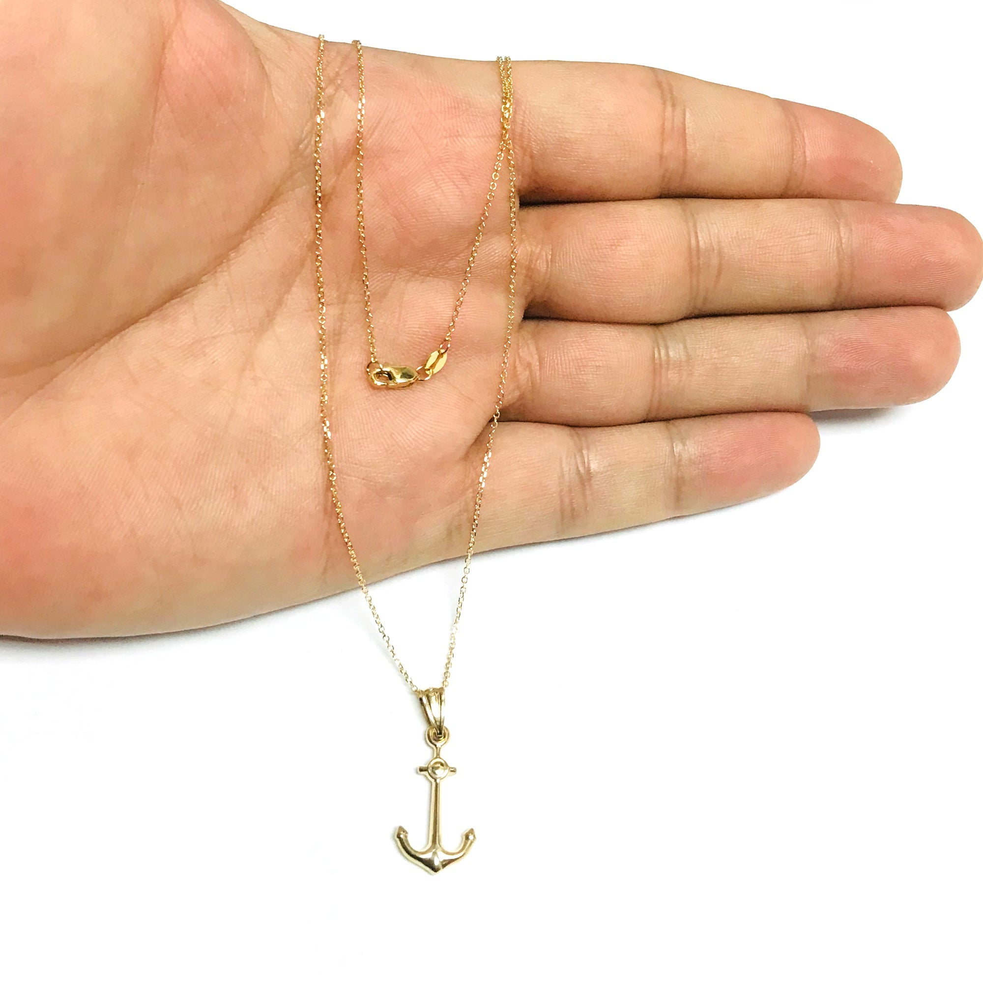 14k Yellow Gold Anchor Pendant Chain Necklace, 18"