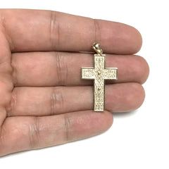 14k Yellow Gold And Black Enamel Cross Mens Pendant - JewelryAffairs