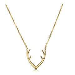 14k Yellow Gold Antler Adjustable Necklace, 18" - JewelryAffairs