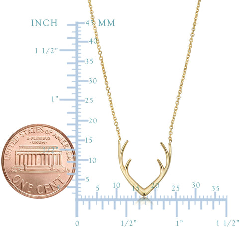 14k Yellow Gold Antler Adjustable Necklace, 18"