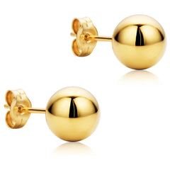 14K Yellow Gold Ball Stud Earrings - JewelryAffairs